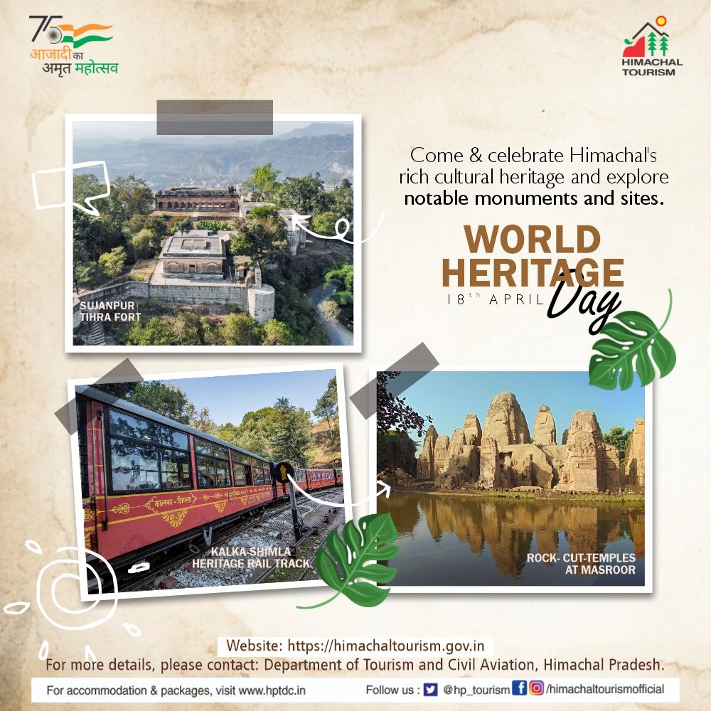 hp_tourism's tweet photo. On this World Heritage Day, come and celebrate Himachal's rich cultural heritage and explore notable monuments and sites. 

#WorldHeritageDay2022 #himachaltourismofficial #HimachalPradesh https://t.co/IpVGjuZf7Y