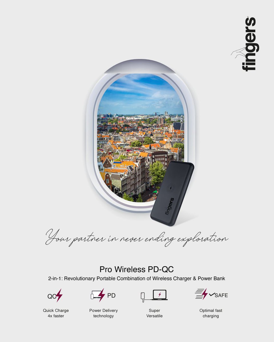 FingersIndia's tweet photo. #FINGERS Pro-Wireless PD-QC makes sure battery woes never get in the way of exploring different travel destinations.
Carry along to charge every type of device anywhere, whether it's on the 🗻or at the 🏖
#SummerTravelEssentials #FINGERSTechGadgets #Powerbanks #WirelessCharging https://t.co/6UlSX1xMR6
