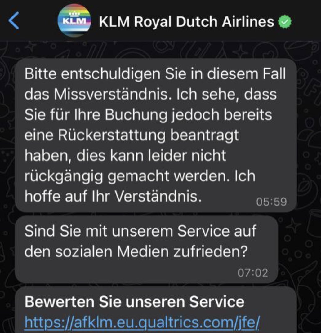 sleeepyjack's tweet photo. Addendum: tl;dr „We (@KLM) fucked this up, srry. You‘re on your own now. Btw please rate our customer service. KTHXBYE“ 🤡🤡🤡 https://t.co/HII0RcNq2M