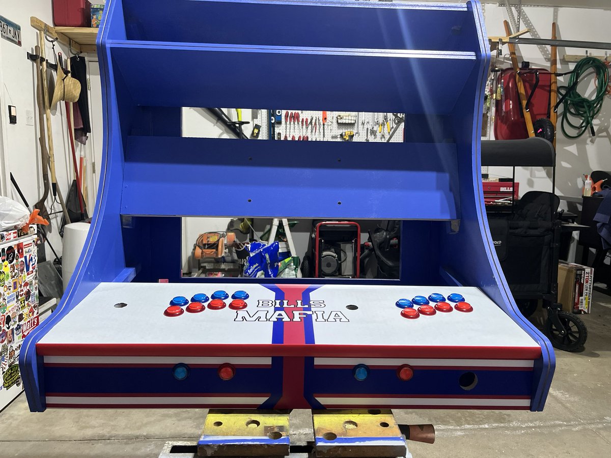 Missing2T's tweet photo. My #BillsMafia table top arcade is coming along nicely wouldn’t you say? https://t.co/4debKbfLmc
