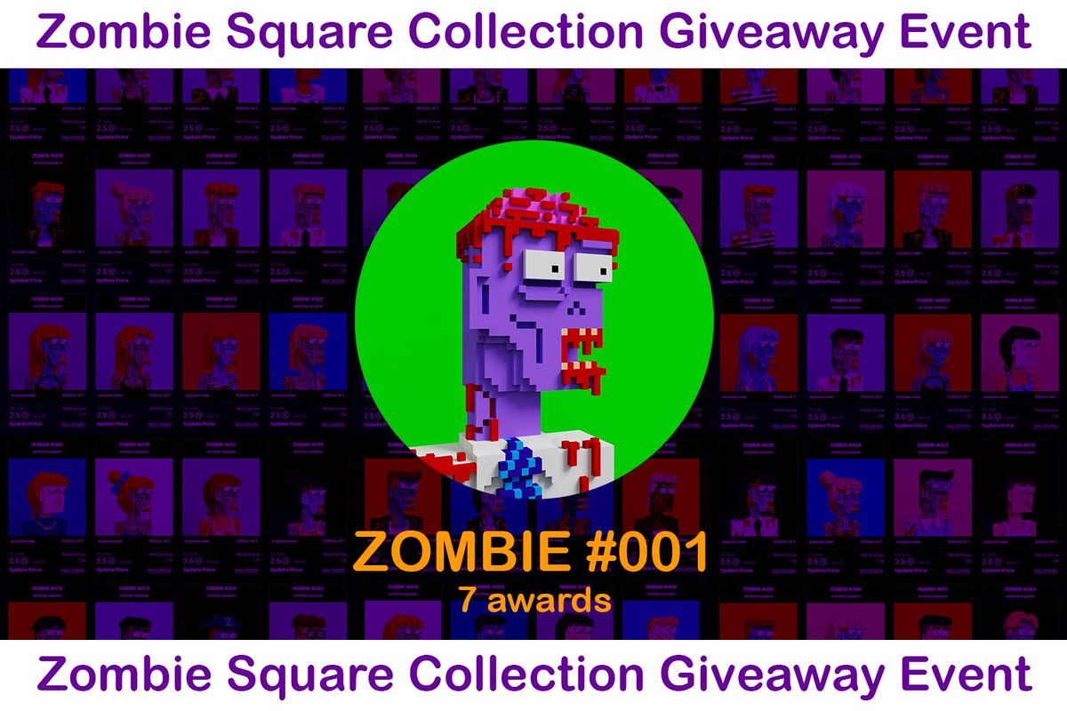 Soyzuis_nft's tweet photo. 📢 Zombie Square Giveaway Event✨🎉

🔥 Join the mission to get this zombie https://t.co/2NotDxeffX

⏰ Dates: April 18-23, 2022

🎊The winner will be announced on the 24th at 8 p.m. (GTM+7)🎊

⚠ Please prepare your near wallet ID to receive the zombie

#NFTs #NFTThaicommunity https://t.co/pqBRhyACn2