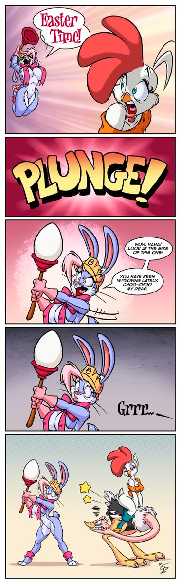 But the "meat &amp; potatoes" are certainlly the comics. Sometimes it's hard to fit them in my working schedule, but I try my best to bring silly gags in every Easter season, which also helps to develop this duo even further. 