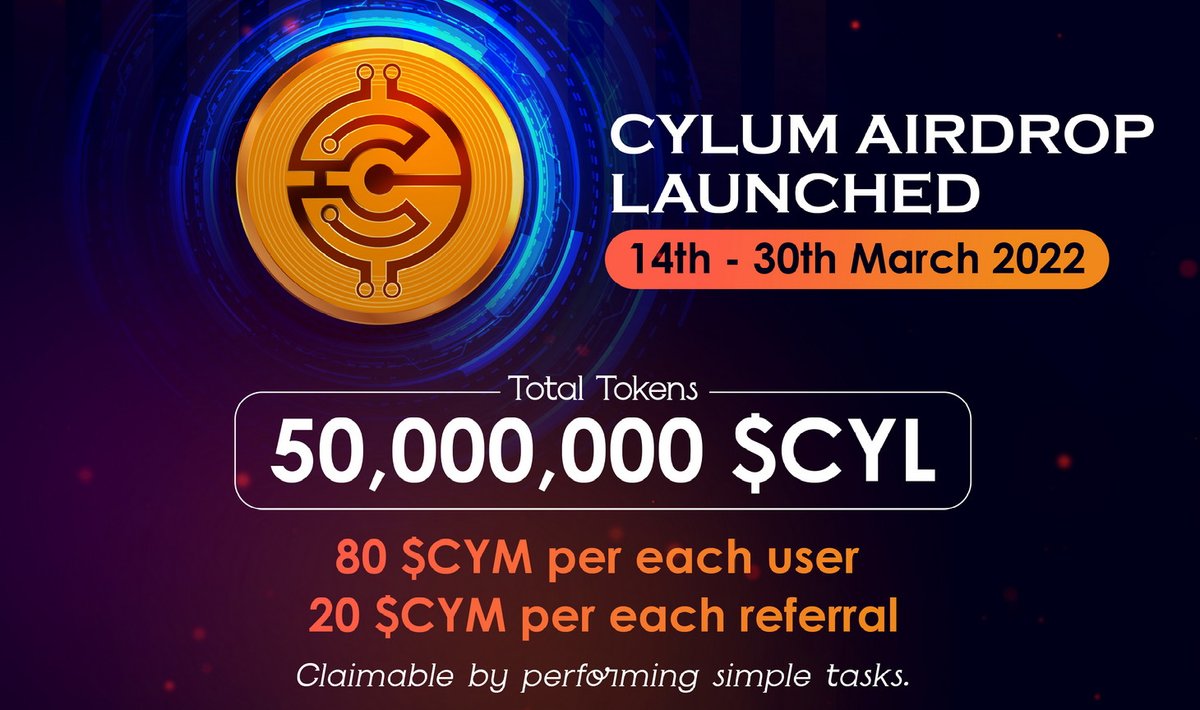 pipeflarelover's tweet photo. 💧#AIRDROP ROUND 2️⃣: #CYLUM💧

🎁 Reward: 60 $CYLUM ( ~3$ )
👨‍👨‍👦 Ref: 20 $CYLUM ( ~1$ )
🚧 Rating: ⭐️⭐️⭐️⭐️⭐
💰 Chain: BEP-20 #Metamask

🚨 End Date: 30th March, 2022 
⏰ Withdraw: ~48 hours

✅ Airdrop Link:
https://t.co/Nn7WAa5zh7 https://t.co/A6c3XNjuPZ
