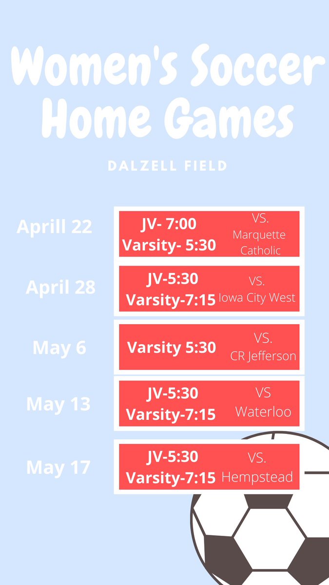 Interested in cheering on our Rams at a soccer game this season? Here are the home game schedules! Let’s support Senior Soccer! ⚽️🥳