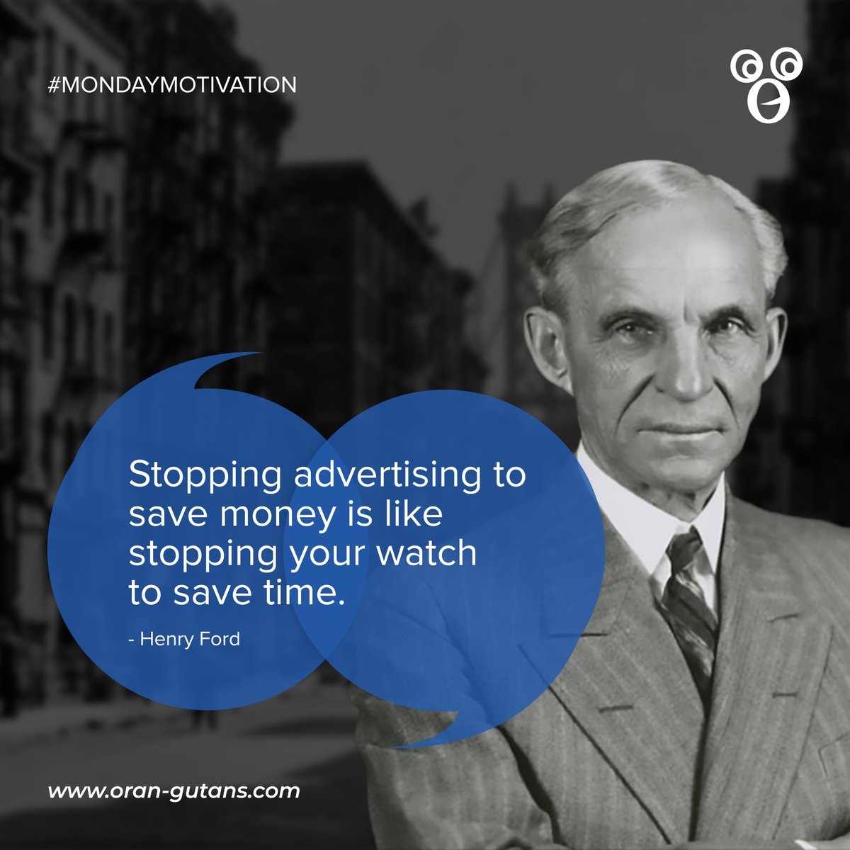 Orangutansllp's tweet photo. "Stopping advertising to save money is like stopping your watch to save time" - Henry Ford

#orangutansllp #digitalmarketingagency #digitalmarketingexpert #googleads #facebookads #digitalmarketing #onlinebusiness #brand #mondaymotivation https://t.co/HIXwERzvbh