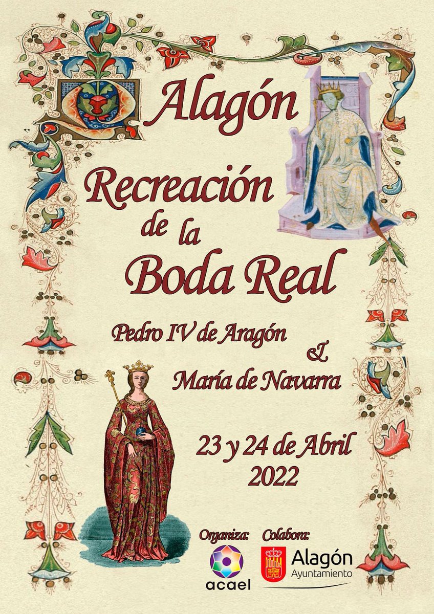 👑🏰 #Alagón regresará a la Edad Media este fin de semana para revivir la boda real de Pedro IV de Aragón y María de Navarra en 1338

🤴🏻👰🏼‍♀️ El programa de esta recreación histórica empezará el viernes y el acto central tendrá lugar el domingo

dpz.es/noticias/alago…