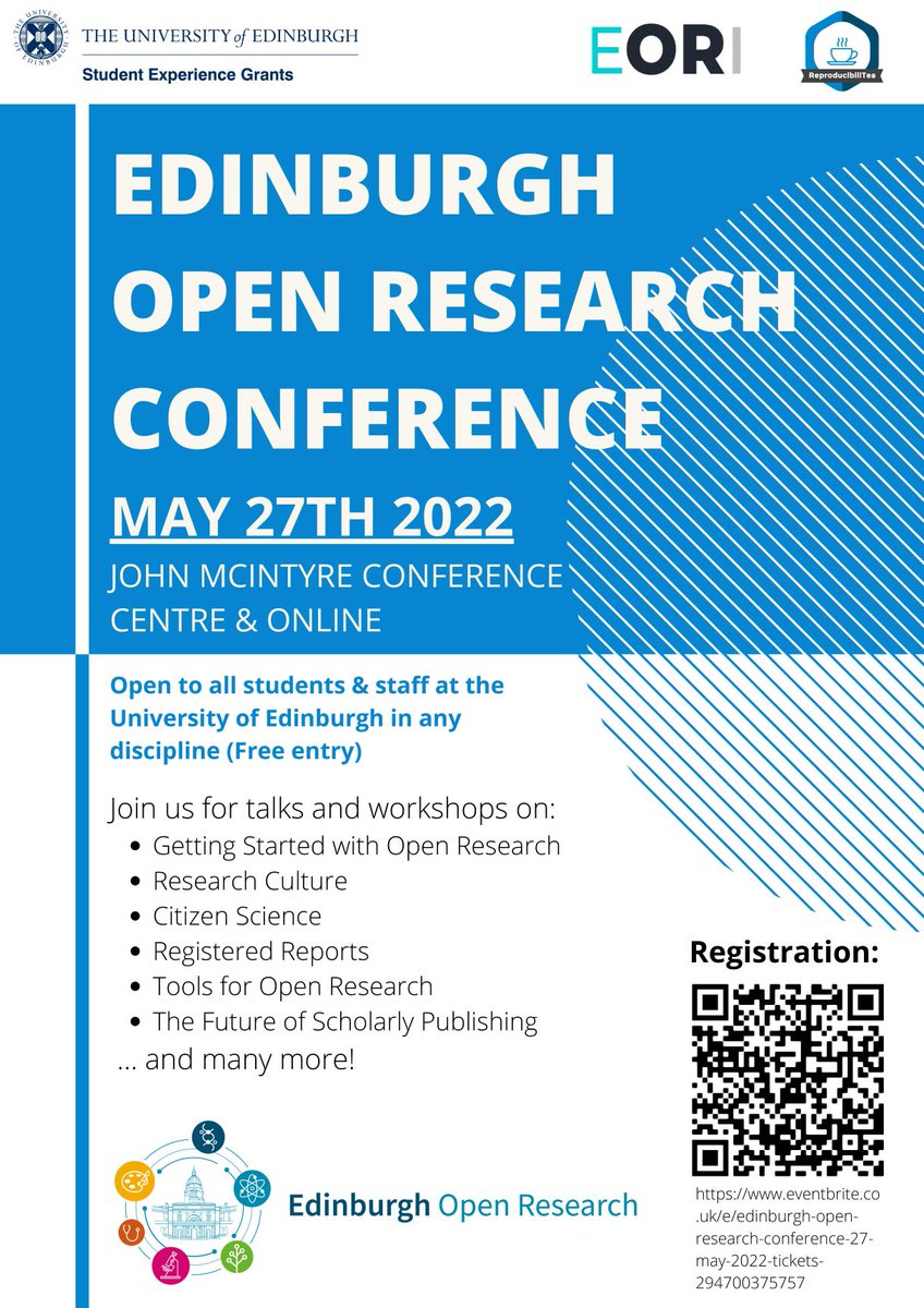 edinburgh_open's tweet photo. Registration is now live for the Edinburgh Open Research Conference on 27 May! 

Entry = free

Physical spaces @ John McIntyre Conference Centre reserved for UoE staff &amp; students

Online registration open to all with an interest in #OpenResearch

👉https://t.co/uKVELFp4Yx https://t.co/xbpWTgMtg6
