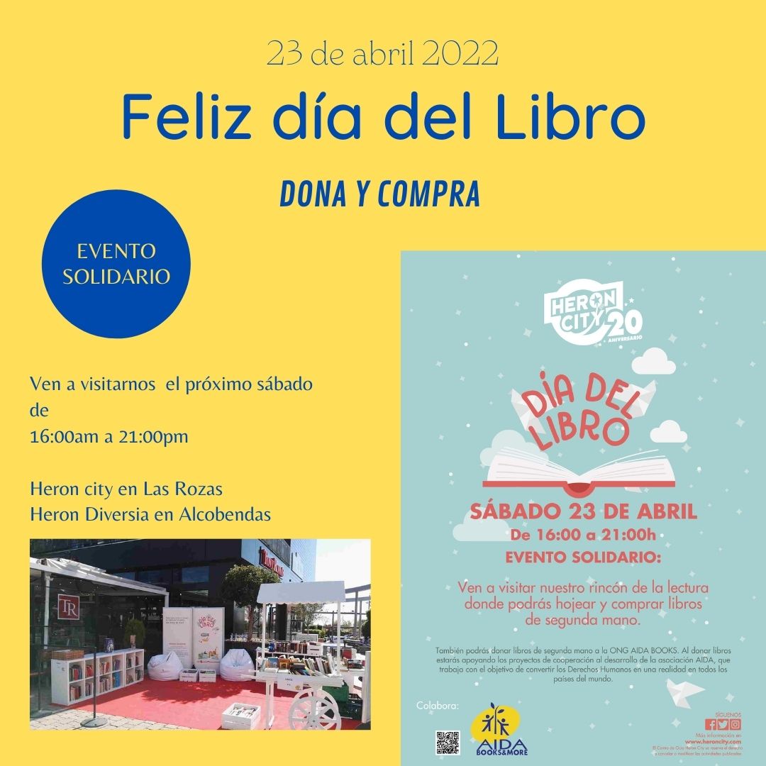 ONGAIDAyBooks's tweet photo. El #DiaDelLibro lo celebramos en @HeronCityMAD
 y en @HDiversia con nuestro puesto #librosquesalvanvidas 
Allí podrás comprar y donar libros de segunda manos y colaborar con los proyectos de AIDA Books.

#23abril
#compralibros https://t.co/DybL1VHhqJ
