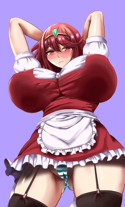 ゼノブレイド2のホムラ
メイド衣装、水着、牛柄ビキニの3種類です 