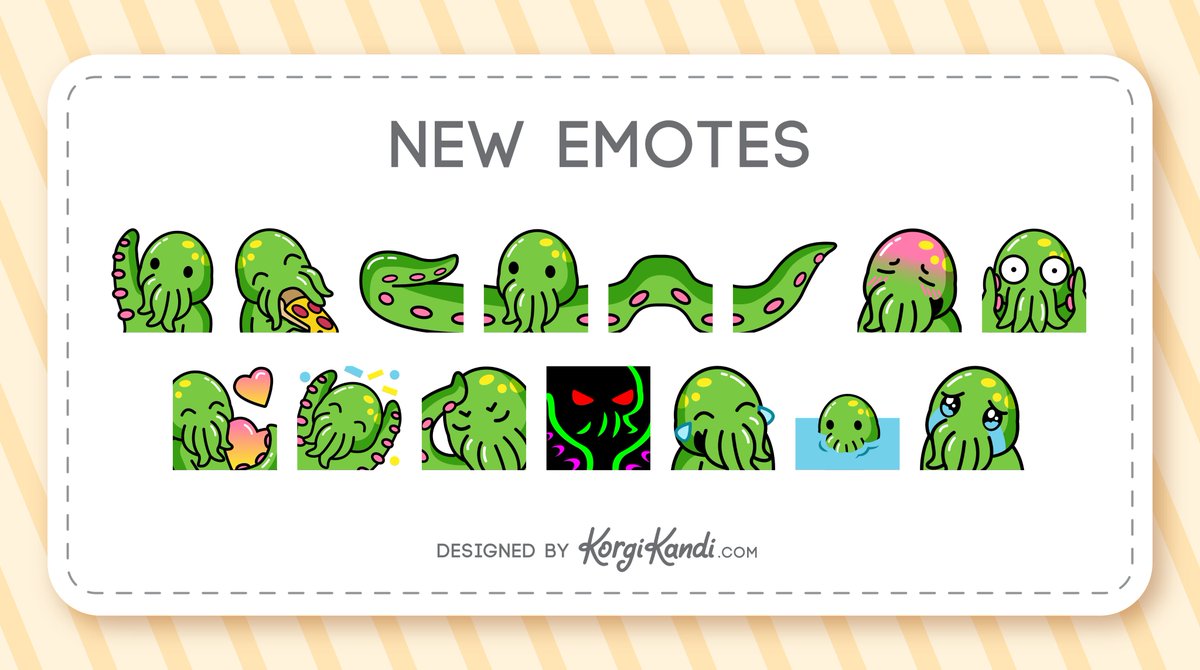 KorgiKandi's tweet photo. Recently revamped @MatrixOvershock's emotes and can I just say, I'm in love with these silly little Cthulhu boys. https://t.co/HfTdFzEwkJ