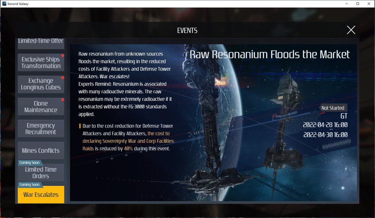 📢This Week's In-game Events Preview
1⃣Emergency Recruitment    
2⃣Mines Conflicts     
3⃣Lucrative Orders from the Five Nations
4⃣Raw Resonanium Floods the Market
For more details, please log-in game after the maintenance tomorrow!
#SG #event