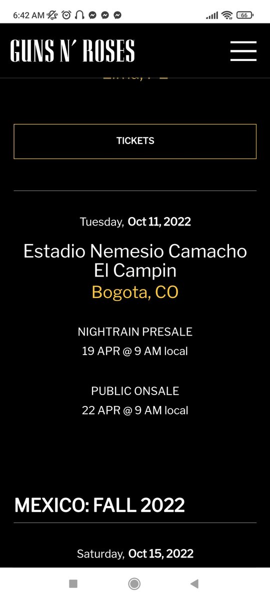 HEADROCKER1's tweet photo. @Radioacktiva_ @gacelacardona buenos días, por favor corrijan la información, la venta para público en general para @gunsnroses empieza el 22, no el 20 como dijeron... https://t.co/8uzJE1iNwX