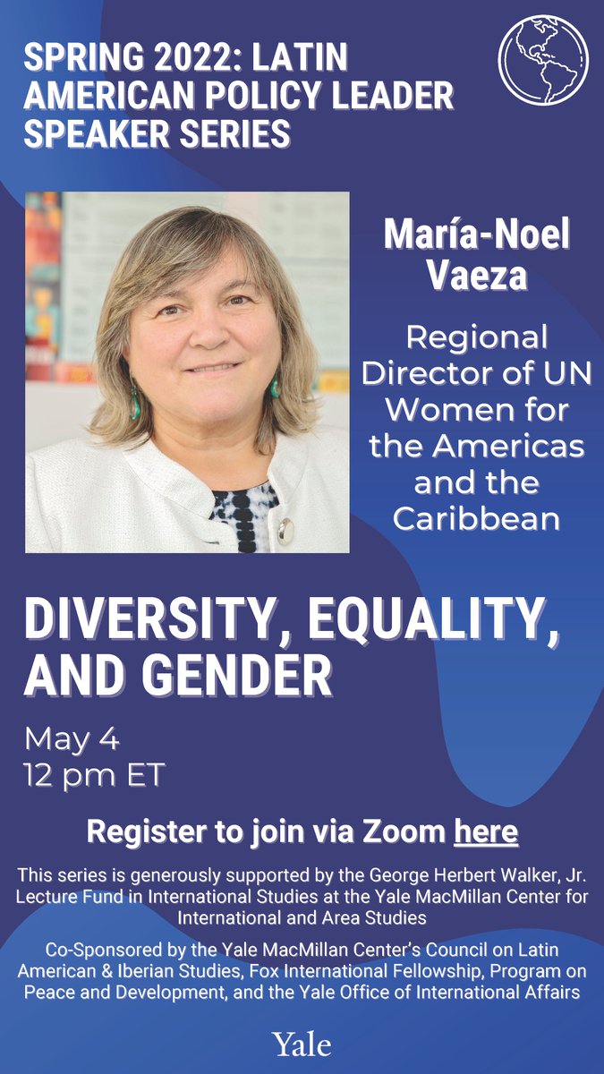 CLAIS at Yale University (@yaleclais) on Twitter photo 📣TODAY📣
📍María Noel Vaeza, Regional Director of UN Women for Latin America and the Caribbean, speaking on
"Diversity, Equality, and Gender”
📅 May 4 at 12pm (ET)
🔗= shar.es/aWNkNe
<a href="/mnvonumujeres/">María Noel Vaeza</a> <a href="/YaleMacMillan/">Yale MacMillan Center</a> <a href="/Yale_OIA/">Yale OIA</a> 📣TODAY📣
📍María Noel Vaeza, Regional Director of UN Women for Latin America and the Caribbean, speaking on
"Diversity, Equality, and Gender”
📅 May 4 at 12pm (ET)
🔗= shar.es/aWNkNe
<a href="/mnvonumujeres/">María Noel Vaeza</a> <a href="/YaleMacMillan/">Yale MacMillan Center</a> <a href="/Yale_OIA/">Yale OIA</a>