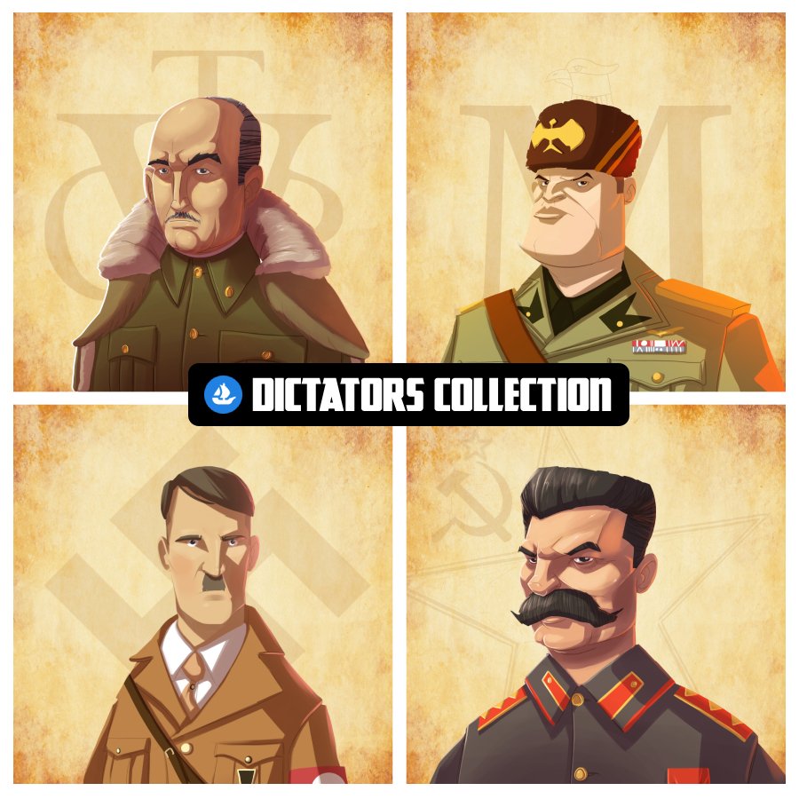 Dictators, tyrants, and war-mongers.
Get yourself a piece of history in this 100-only, hand-drawn, NFT collection: opensea.io/collection/nat…