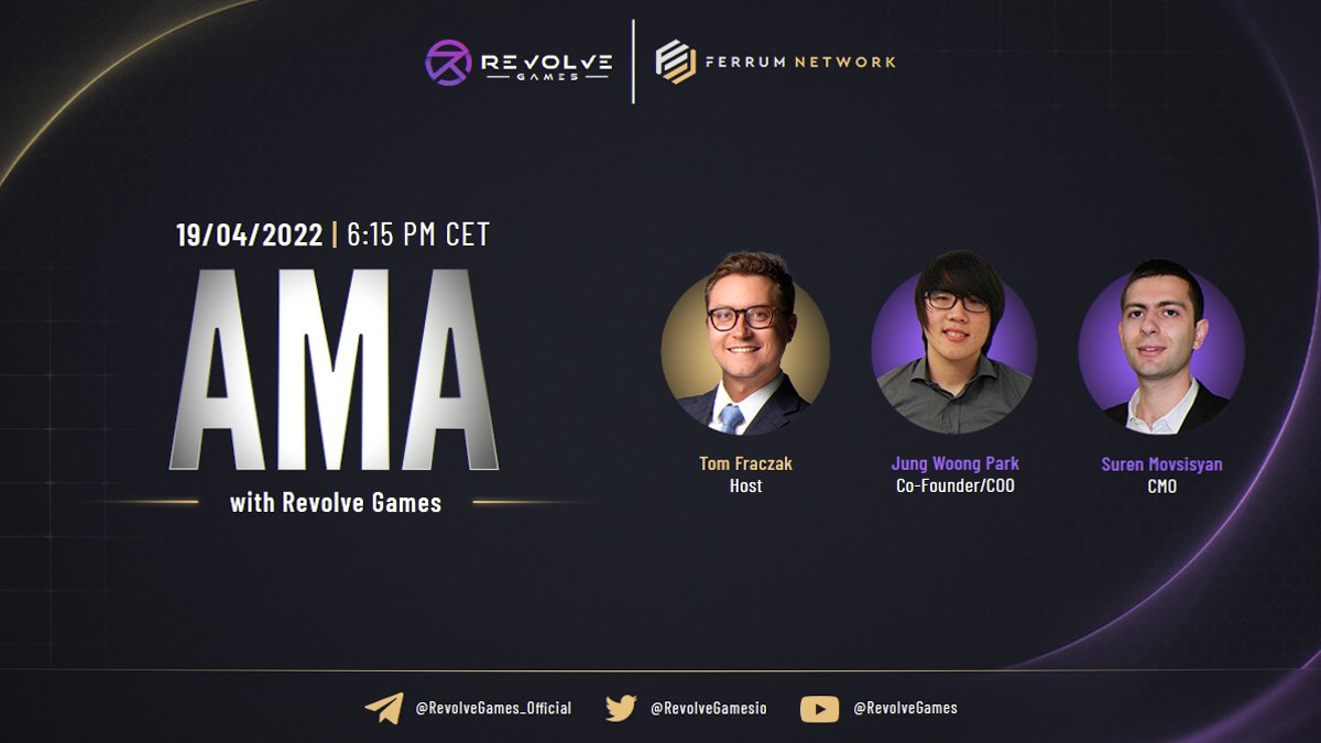 RevolveGamesio's tweet photo. 📢 During @FerrumNetwork’s YouTube #AMA session Tom Fraczak will interview #RevolveGames Co-Founder &amp; COO, James Park &amp; CMO, Suren Movsisyan on April 19 at 6:15 PM CET!🎙️

They will provide updates about our roadmap and the Selestium #Metaverse Land Sale.🪐🎮

#P2E #Selestium https://t.co/6YZhNcCX8R