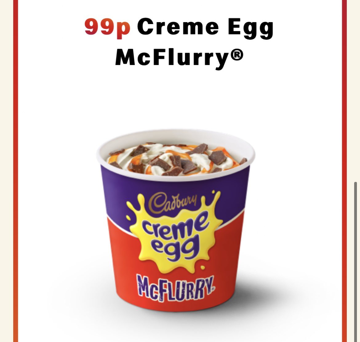 mcds_mboro's tweet photo. Cos it's Easter you've burrowed your way to not 1, but 2 offers!
Get a McPlant for 99p and then a McFlurry Cream Egg for 99p when you order on the app! https://t.co/WO1DO28EoS