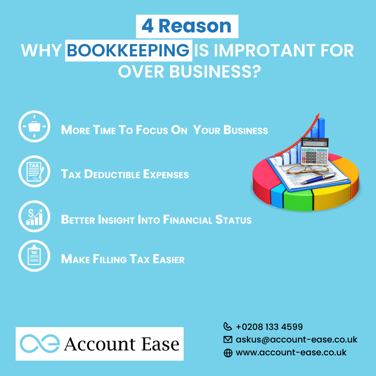 AccountEase's tweet photo. Do you think you don't need a bookkeeper? Then think twice! Bookkeepers can help you more than you realise. Here are the 4 reasons why a bookkeeper is an asset to your business
📞0208 133 4599
🌐https://t.co/oaDWbDtuEa
#AccountEase #Bookkeeper #BookkeepersinGuildford https://t.co/s1bJos44wX