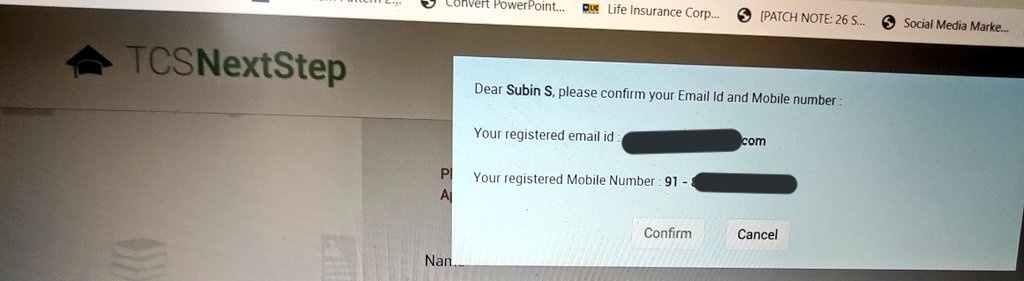 subinsageer's tweet image. @TCS why is this hang like this when I try to register for MBA jobs in TCS ? #TCS #tcsnextstep