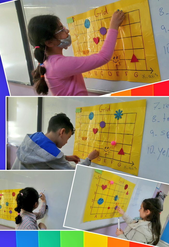Ghina_00's tweet photo. Grade 2 learners used the GRID to locate and write the codes for the shapes and objects that were placed on it😍#Grid @MakAishaSchool @FawziehHn https://t.co/XQAWqjNRrc