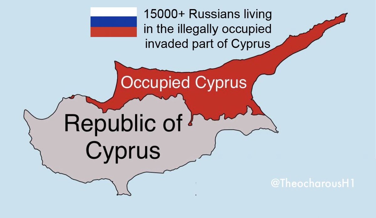 TheocharousH1's tweet photo. After reports of opening of a consulate in occupied Cyprus, the🇷🇺ambassador denied but also justified it, citing the 10-15k Russians residing there.
How &amp; why did🇷🇺go there?
Are they not aware that the pseudo state is illegal?
Russia is a UNSC permanent member. 
@RusEmbCyprus? https://t.co/XUmSGcJ6sA
