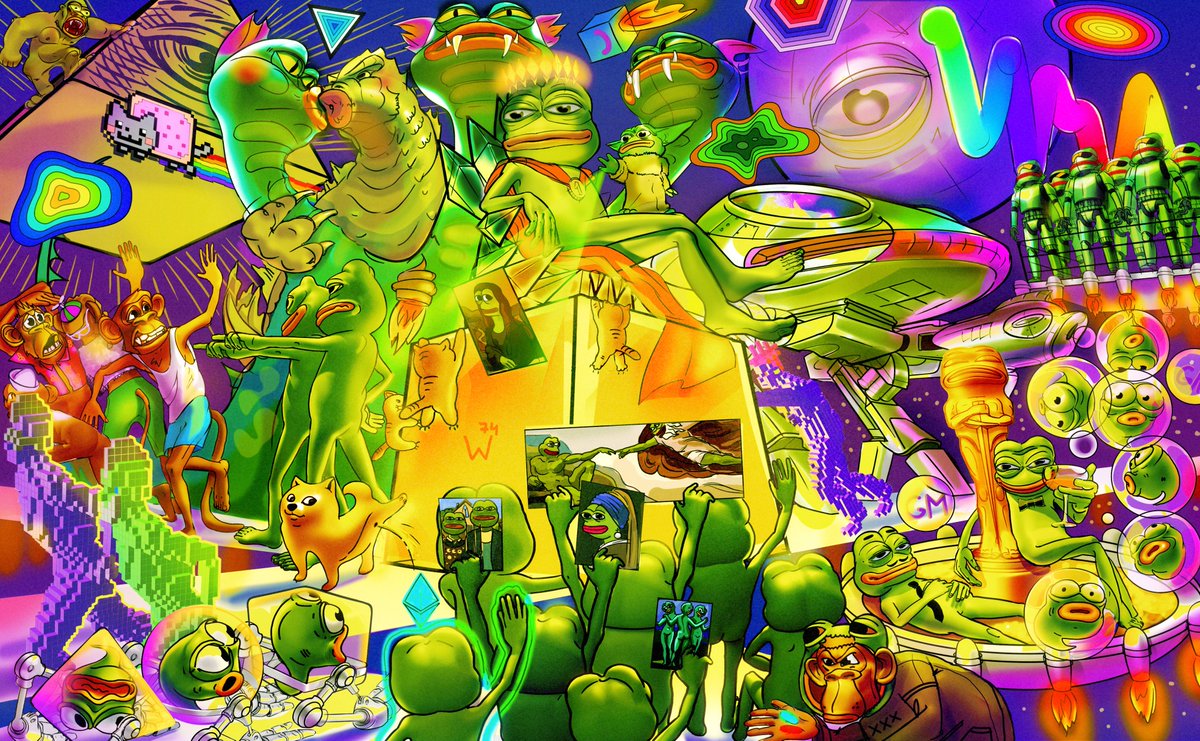 kryvim's tweet photo. "Pepe's Fun — Crazy Run"🌈🌈 and "Apotheosis"🥇💪 available on FND
Open to suggestions!

https://t.co/t96WBlMRyD
https://t.co/sH3X9bc4iz

@jaggedVIP @Giga_Chad_Pepe @shibe888 @jaggedsoft  welcome 🙃

 #pepe #frog #FrogFam #pepethefrog  #PEPEnft https://t.co/6q8hguEIJC