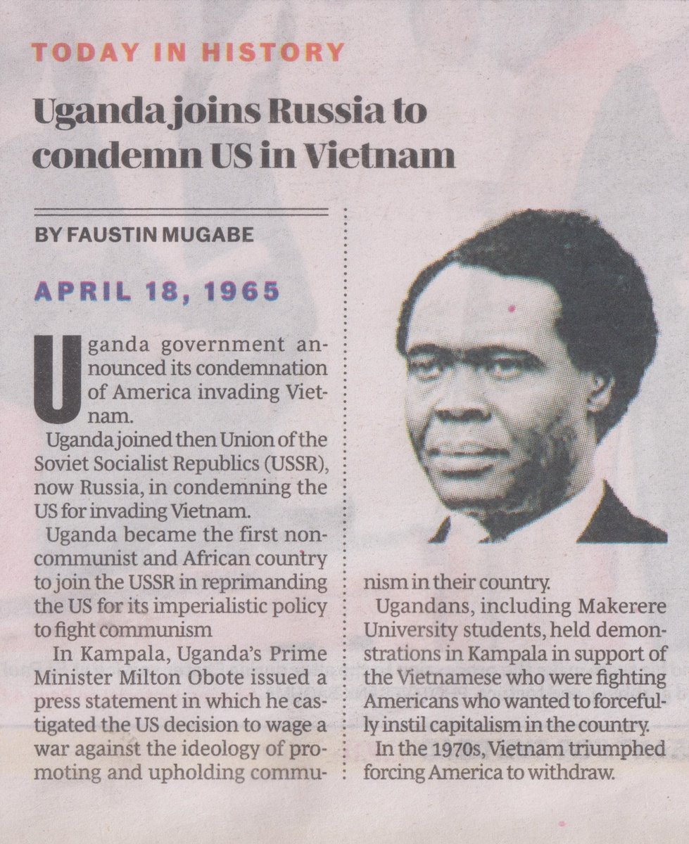 On this very day on April 18, 1965, Uganda joined Russia to condemn US in Vietnam.