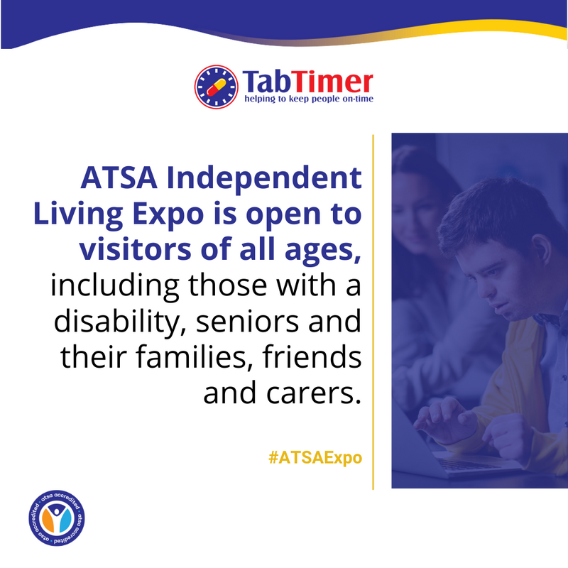 TabTimer's tweet photo. 🥏️ The ATSA Independent Living Expo - Brisbane, will be on 11-12th May 2022 at the Royal International Convention Centre, Brisbane.

Register for free:
🔗 https://t.co/PZlP2ZRYxX

@ATSAexpo 

#TabTimer #Reminders #NDIS #Parkinsons #Alzheimers #Dementia #Diabetes #Epilepsy https://t.co/7bvQ8Sumsh