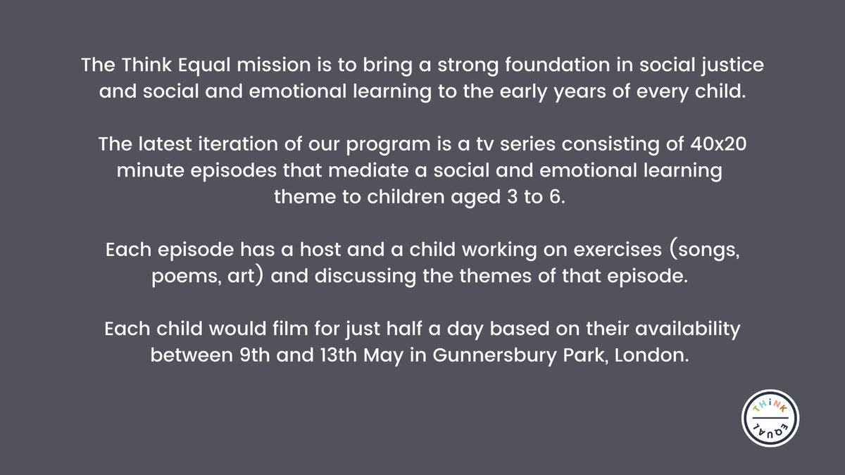 thinkequalorg's tweet photo. 📢 Casting call for children of Indian heritage in the UK.

🎥 Shoot will be taking place between 9th and 13th May in London.

😊 Please see slides below for more details.
 
#thinkequal #castingcall #childactor #childrenofdiversity #Indianchildren https://t.co/uuRXTqiJ63