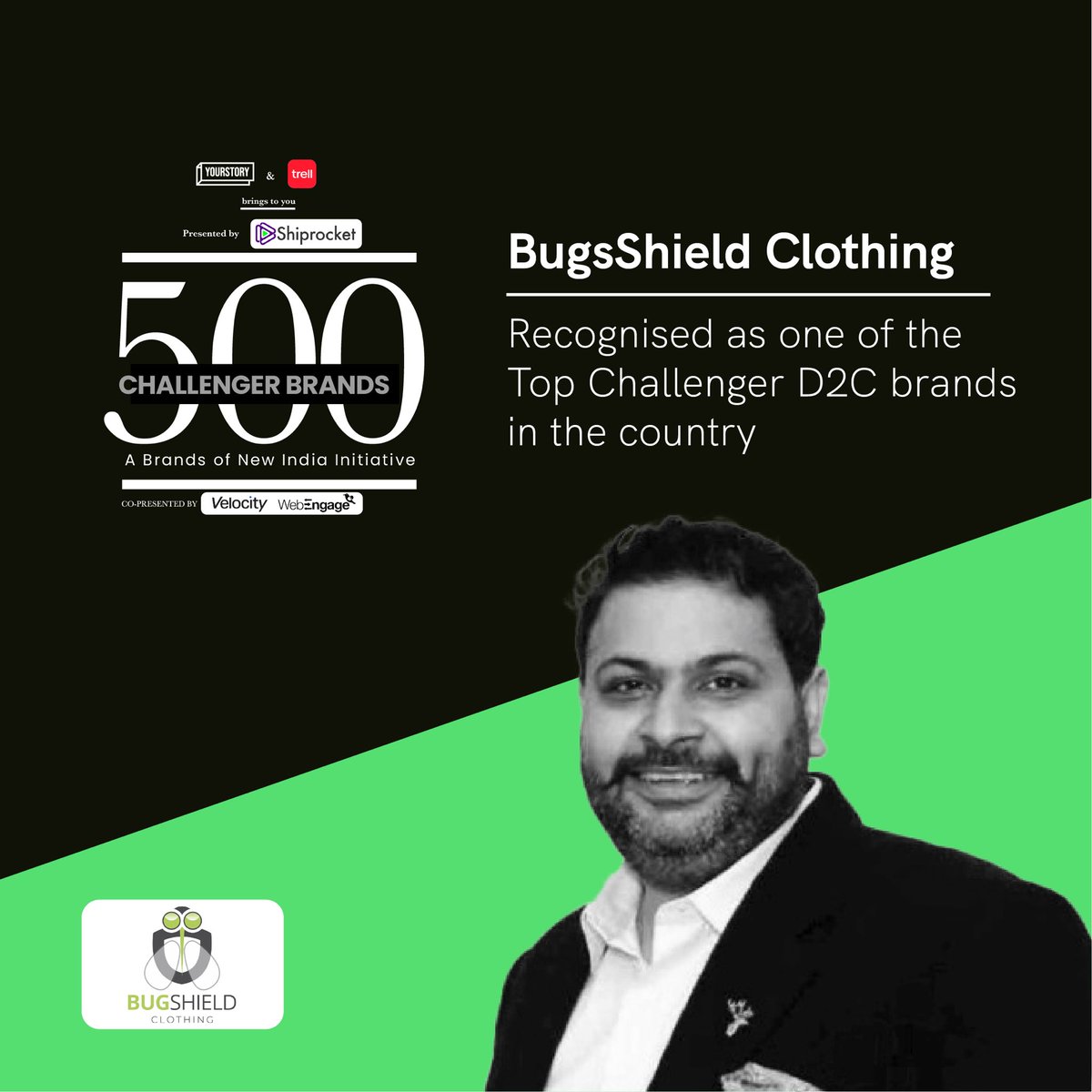 We would like to thank YourStory Media for selected BugShield Clothing for 500 Challenger Brands - D2C Hall of Fame
 
#Top500 in #India #500chanlengebrands 
 
#BrandsOfNewIndia #entrepreneur #d2cbrands #top500 #yourstorymedia #entrepreneurs #brandsofindia #startupindia #startup
