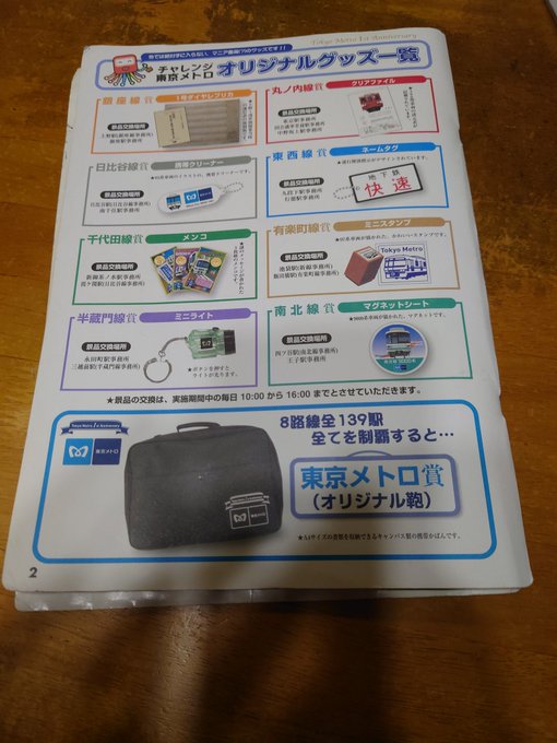 東京メトロ誕生1周年記念イベント　全駅スタンプラリー　カバン　鞄 東京メトロ誕生1周年記念イベント 全駅スタンプラリー カバン 鞄