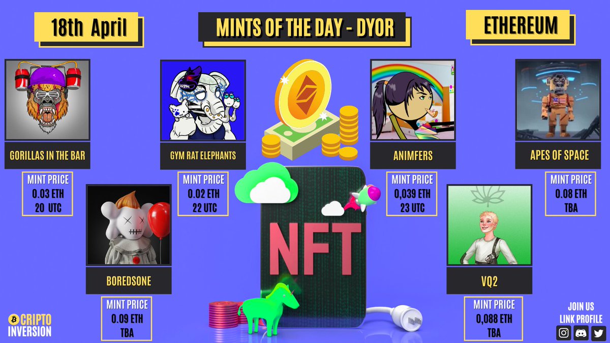 VikingoDigital_'s tweet photo. 🔥 Today's #Ethereum Mints 🔥
20 UTC · @GorillasInBar · 0.03 $ETH
22 UTC · @gymratelephants · 0.02 $ETH
23 UTC · @animfers · 0.039 $ETH
TBA · @ApesofSpace_nft · 0.08 $ETH
TBA · @Boredsone · 0.09 $ETH
TBA · @VastQuestions · 0.088 $ETH
#ETH #NFTCommmunity #ETHMINTS #NFT https://t.co/LPd82pfyEG
