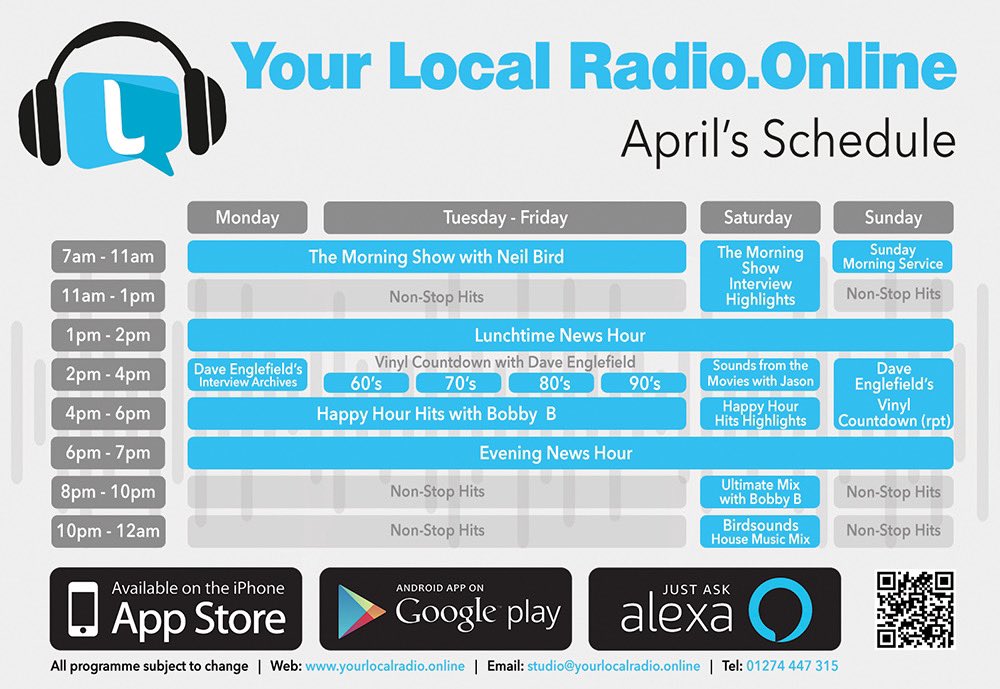 ☀️ Enjoying a #bankholiday lie in? Listen to great tunes &amp; news on YourLocalRadio.online Just ask Alexa, download the app or listen online. 
 
Morning Show, #Vinyl Countdown #HappyHour Hits … we’ve got it all 🎵 🗣 

#localradio #bingley #yorkshire 

yourlocalradio.online