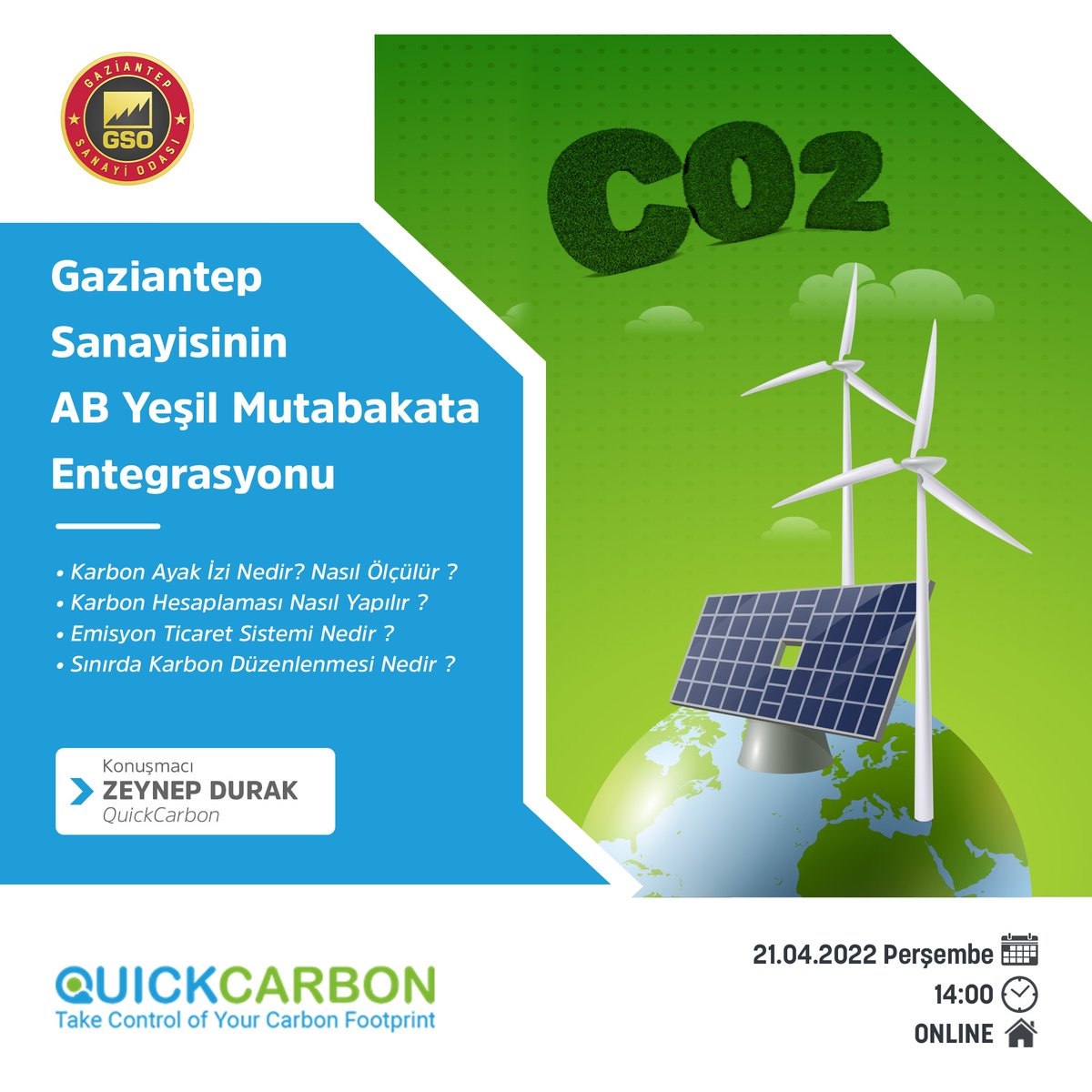 gso_kurumsal's tweet photo. 📢 "GAZİANTEP SANAYİSİNİN AB YEŞİL MUTABAKATA ENTEGRASYONU" TOPLANTISI

✅ Şirketiniz Yeşil Mutabakata hazır mı?
✅ Sınırda karbon düzenlemesi ne getiriyor?
✅ Emisyon Ticaret Sistemi nedir?

🗓️ 21 Nisan Perşembe
🕑 14:00
💻 Zoom

Kayıt ve katılım ⤵️
https://t.co/Ge8IMnGT8G https://t.co/6QhqfpDYfA