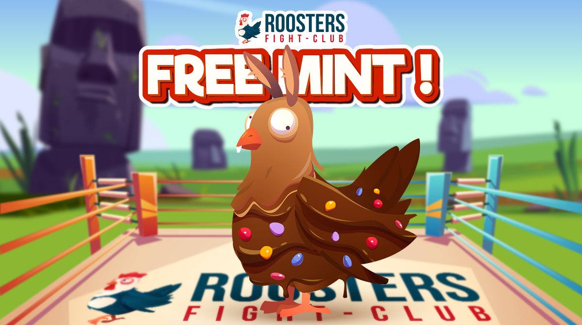 🎉🎉TO CELEBRATE EASTER, THE ROOSTERS FIGHT-CLUB IS OFFERING  1 SPECIAL EDITION FREE MINT FOR THE COMMUNITY. 
BE THE LUCKY ONE !🐔🐰
roostersfightclub.io

STEPS
- RETWEET &amp; TAG 3 FRENS
- FOLLOW: <a href="/RoostersFCp2e/">Roosters Fight-Club (🍗,🐓)</a>
- JOIN DISCORD: dsc.gg/roostersfightc…

#NFT #Giveaways  #P2E
