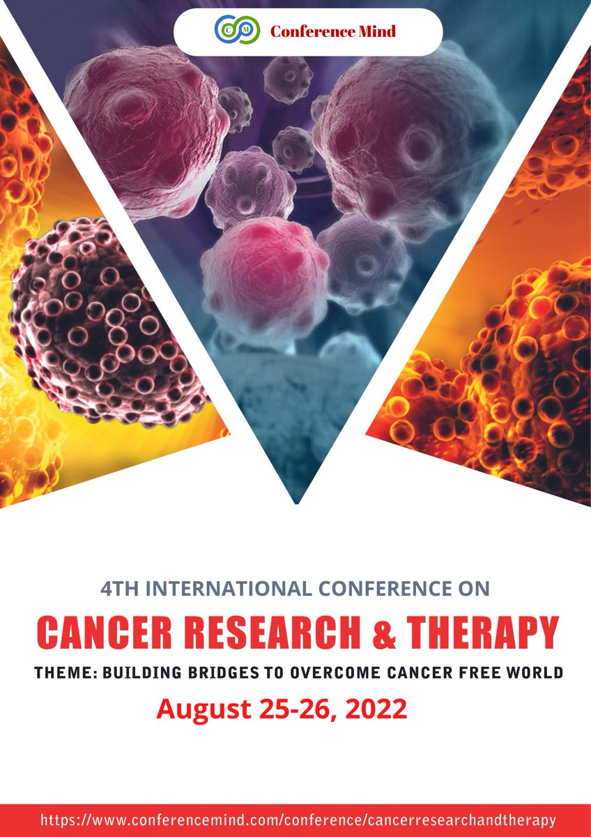 Cancer_webinar's tweet photo. 4th International Conference On #Cancer_Research And #Therapy
Date- #August 25-26, 2022
Theme- Building Bridges To Overcome Cancer Free World

For more details: 
🌐: https://t.co/Ie4COdXmDQ
📧: contact@conferencemind.com
📞: +1-4707660424 /+91 7735912022

 #cancerconference https://t.co/KFVrazaGPw