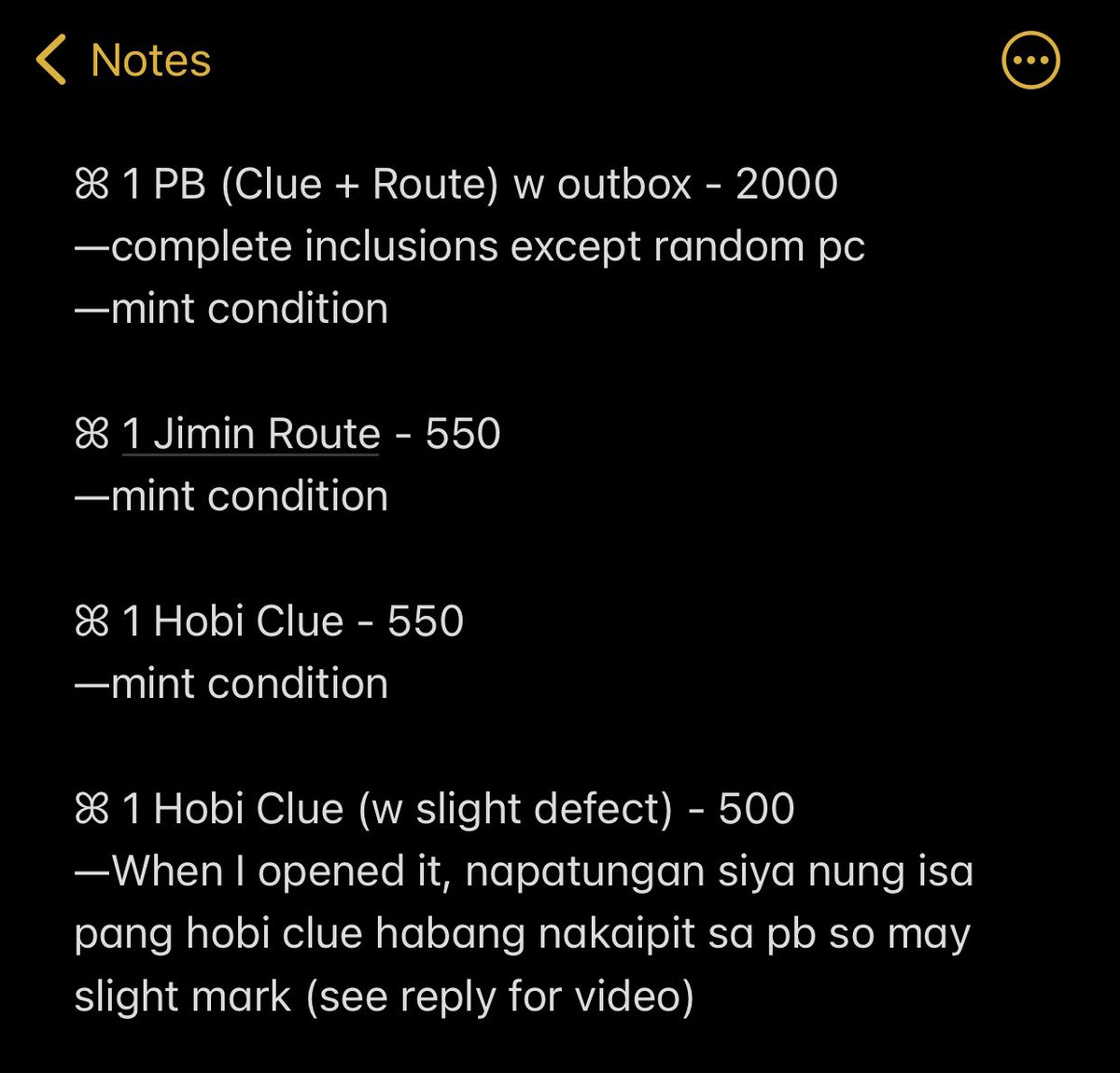 youngkkookie's tweet photo. wts / lfb ph

BTS Map of the Soul Concept Photobook Special Set

ꕤ 1 PB (Clue + Route) w outbox 
ꕤ 1 Jimin Route
ꕤ 1 Hobi Clue
ꕤ 1 Hobi Clue (w slight defect)

rfs: extra/decluttering

📍Guiguinto, Bul
📍MOP: BPI, Gcash
📍GGX
 
🏷 bts mots cpb pb jimin j-hope jhope hobi https://t.co/oiavX1E4ug
