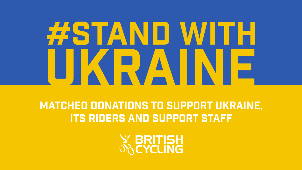 We're fundraising to support the people of Ukraine and the work and recovery of the Ukrainian Cycling Federation.

Find out more and have your donation matched: bit.ly/3rrTvJM

#StandWithUkraine️