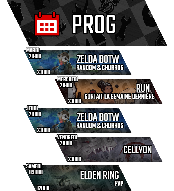 Tant de choses dans la prog de cette semaine !
On découvre entre autres @RunTheVideoGame, le hit qu'on avait pas le droit de rater la semaine dernière ainsi que <a href="/playcellyon_fr/">Cellyon: Boss Confrontation (FR)</a> que Denver nous a présenté vendredi.
Attention par contre, le jour off de la semaine c'est ce soir.
