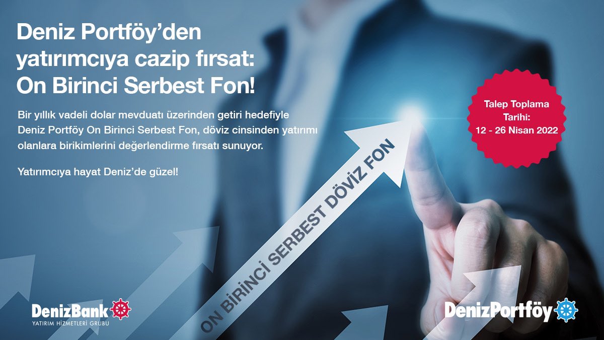 📣 Bir yıllık vadeli dolar mevduatı üzerinden getiri hedefi sunan 11. serbest fonumuz döviz cinsinden yatırımı olanlara birikimlerini değerlendirme fırsatı sunuyor.
 
👉 Detaylı bilgi için şubenizle iletişime geçebilirsiniz.

#DenizPortföy #DenizBank