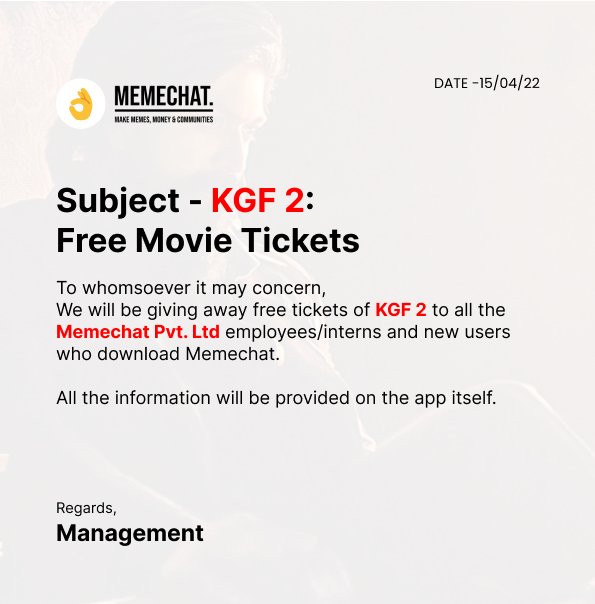SonyNirmal's tweet photo. Free KGF 2 tickets #KGFChpater2 https://t.co/pgPor9sJmq