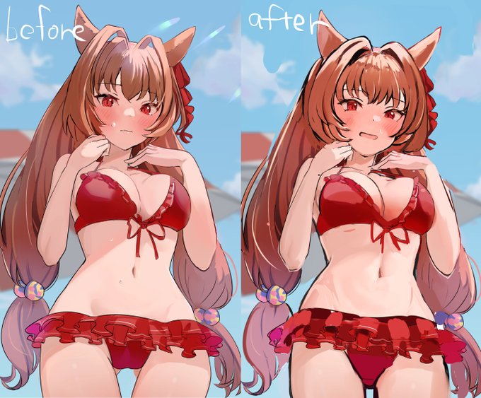 簡素なぬりにしようとして、身体が薄っぺらかったりしていたのを修正と顔を今の好みに(塗りが丁寧でないけど)お尻の肉まわりとインテークが変なのも修正

くびれは今もちょっと正しいかわかってないきがする
アプデ1月→4月 