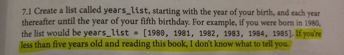 laovvi's tweet photo. Brushing up on my Python and have to say @madscheme's "Introducing Python" (2020) has been a joy to read. It takes talent to keep topics like lists engaging and lighthearted. (Pg. 115) https://t.co/GDGieuG1ml