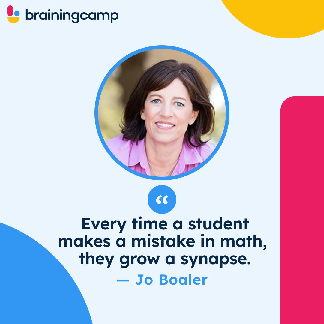 brainingcamp's tweet photo. Who grew up with a learned fear of making mistakes in math class? Who thought that perfection was the only option?
Mistakes in math are good & should be praised!
Thank you, @joboaler for this reminder!
#Brainingcamp #MathManipulatives #MistakesAreGood https://t.co/zzxjhDj082