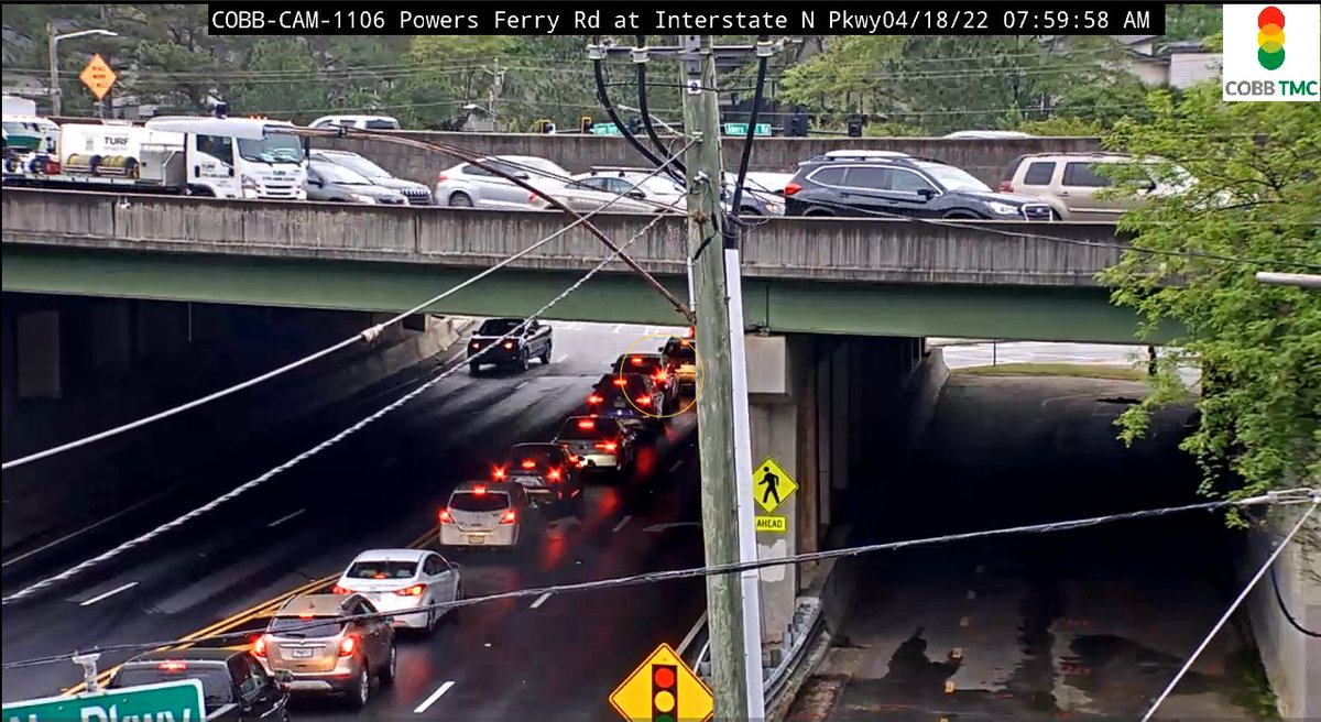 CobbDOT's tweet photo. Traffic signal dark at Powers Ferry Rd & Akers Mill Rd. Signal techs on site making repairs to damaged signal cabinet. Expect #Delays #4WayStop #ATLtraffic https://t.co/QrAK15AcoF