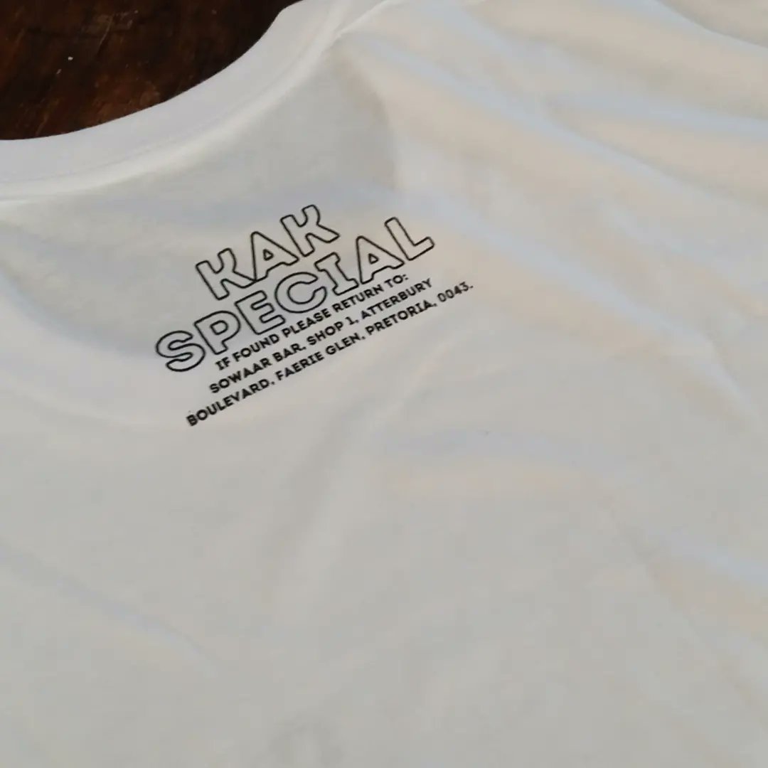 MerchOnDemandSA's tweet photo. Screen printed t-shirts for Sowaar Bar. Kak Special. Such a cool place, such cool people! 

#sowaarbar #kakspecial #merch #merchandise #custommerch #customapparel #screenprint #silkscreen #handprinted #musicmerch #southafricanmusic #tshirt #pretoria #ptown #southafrica https://t.co/ZbLazKLzqs