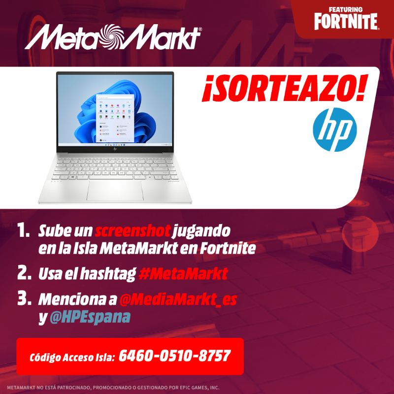 MediaMarkt_es's tweet photo. 🙌 𝗦𝗢𝗥𝗧𝗘𝗔𝗠𝗢𝗦 un 𝐏𝐨𝐫𝐭𝐚́𝐭𝐢𝐥 𝐇𝐏 💻 gracias a @HPEspana👏 para celebrar el lanzamiento de nuestra NUEVA isla en 𝗙𝗼𝗿𝘁𝗻𝗶𝘁𝗲🏝️  #MetaMarkt

Deja a tus rivales sin aliento gracias a la potencia de este portátil 🦾

 ⚡️ Participa el 23 y 24 de abril📸 https://t.co/ODBCv2LaGb