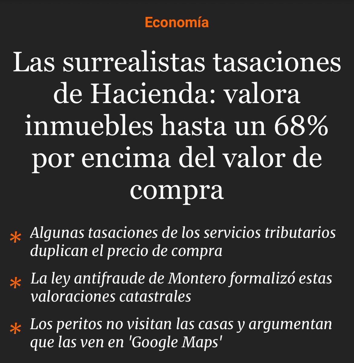 Las surrealistas tasaciones de Hacienda: valora inmuebles hasta un 68% por encima del valor de compra
Las surrealistas tasaciones de Hacienda: valora inmuebles hasta un 68% por encima del valor de compra
my.mtr.cool/xrjbimzgwc