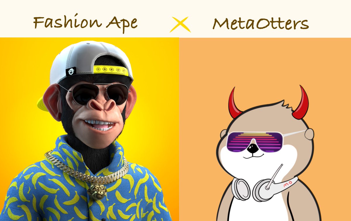 MetaOtters_NFT's tweet photo. Fashion Ape 🦍 X MetaOtters🦦

🎁 2x Fashion Ape WL Spots
🎁 10x MetaOtters WL Spots

1️⃣ Follow @fashionapenft + @MetaOtters_NFT
2️⃣ Like + RT
3️⃣ Tag 3 Friends
4️⃣ Say Say "Hi here from MetOtters" in the Fashion Ape discord
https://t.co/nIxejuKWO3

Winners in 24 hours!🎉

#NFT https://t.co/5Gv2Zv7S7d