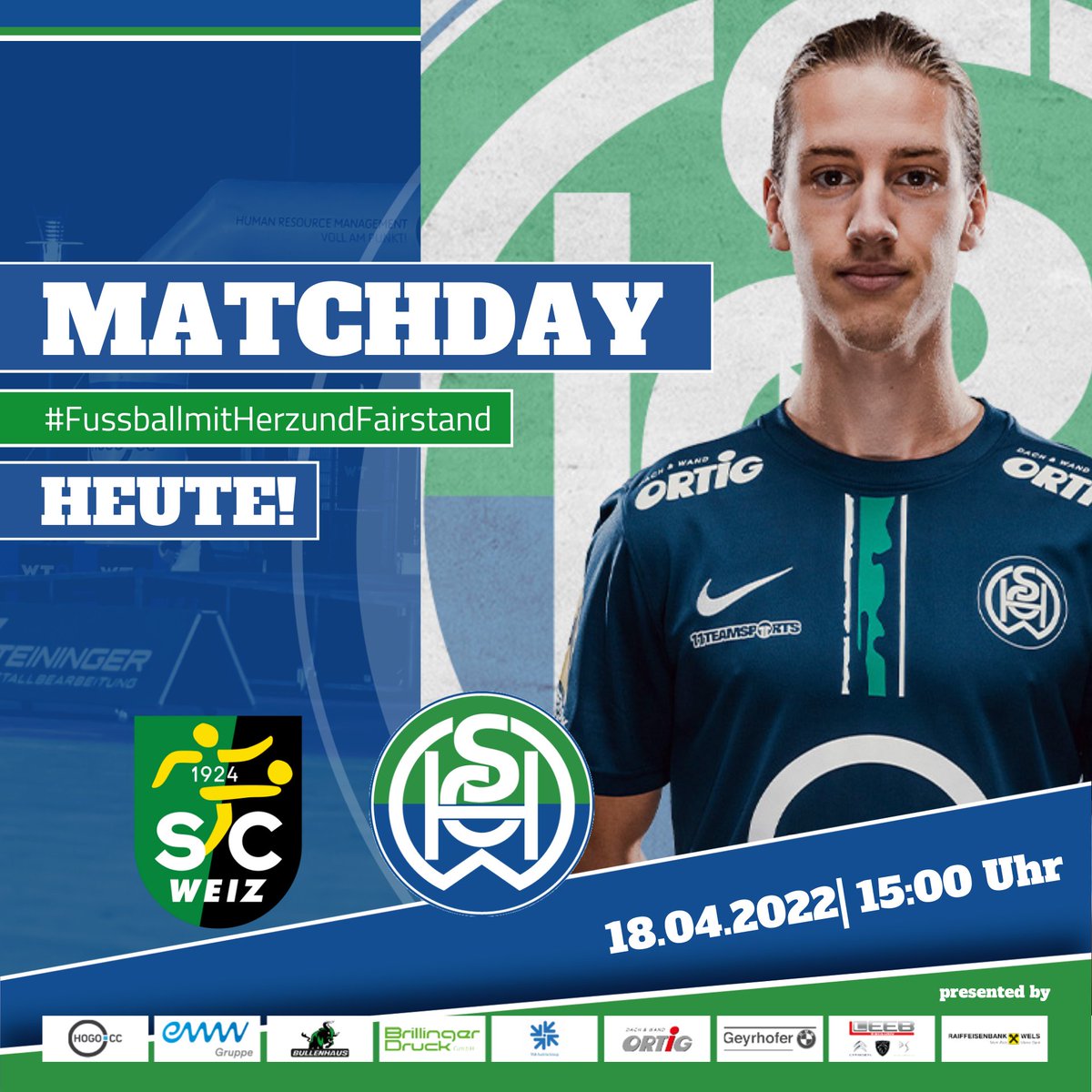 Matchday KM &amp; 1B

Am letzten Osterfeiertag sind sowohl unsere KM als auch 1B im Einsatz.
Die Sulimani-Elf gastiert in der RLM beim SC Weiz - 15:00 Uhr.
Gegen Gaspoltshofen spielt WSC Hertha 1B in der HOGO-Arena - Kick-Off: 16:30.
Volle Unterstützung für unsere 'HERTHA' !!!
💙💚