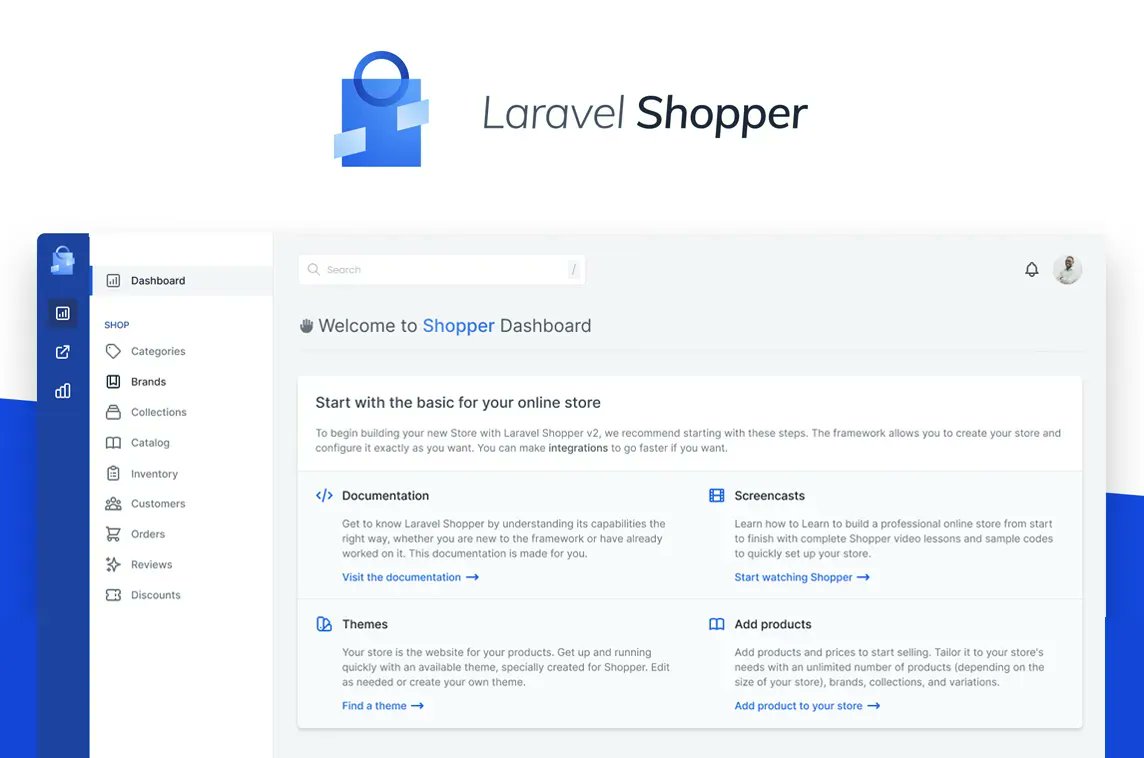 MadeWithLaravel's tweet image. Laravel Shopper is an open-source eCommerce admin with multi-vendor support #madewithlaravel 🛒 - madewithlaravel.com/laravel-shopper